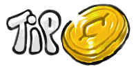 Tipping button with a goofy looking gold coin